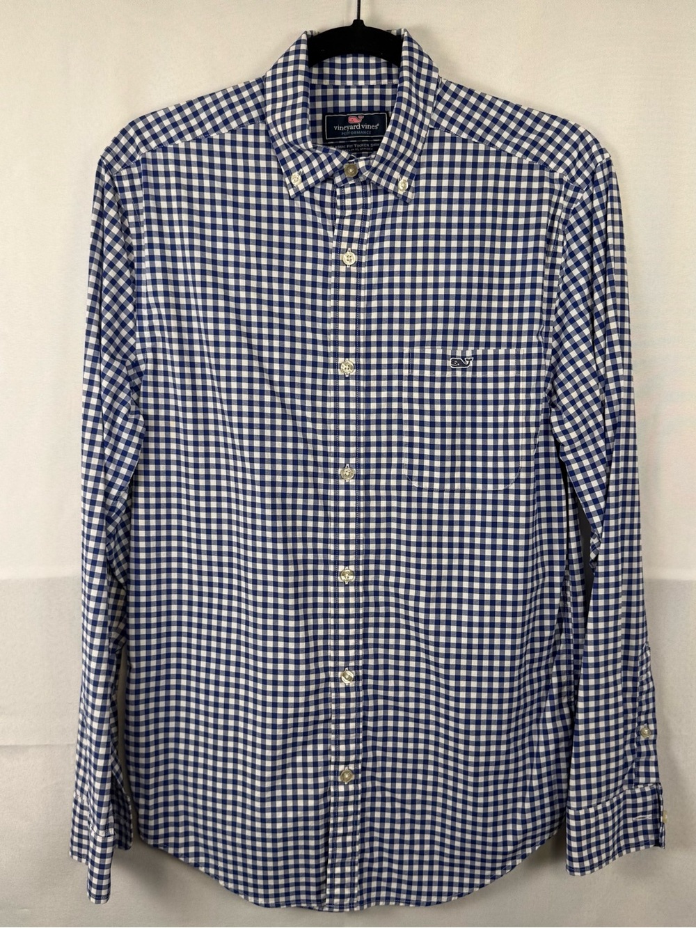 Vineyard Vines Performance Gingham Button Down Shirt Blue White S